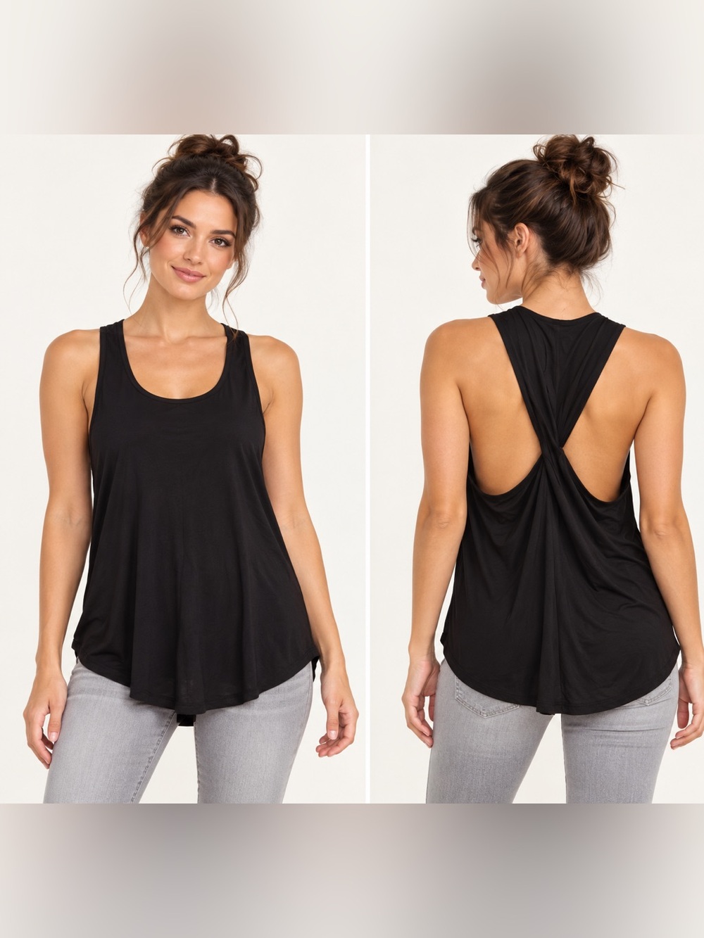 Shop Wanna B Black Twist Racerback Tank Top NWT – S/M/L